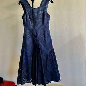 Acler Navy Eyelet Midi Dress